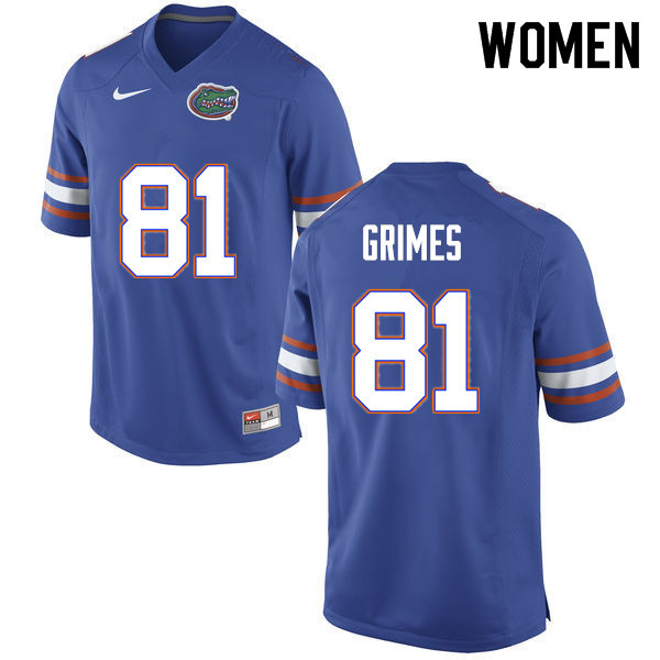 Women #81 Trevon Grimes Florida Gators College Football Jerseys Sale-Blue